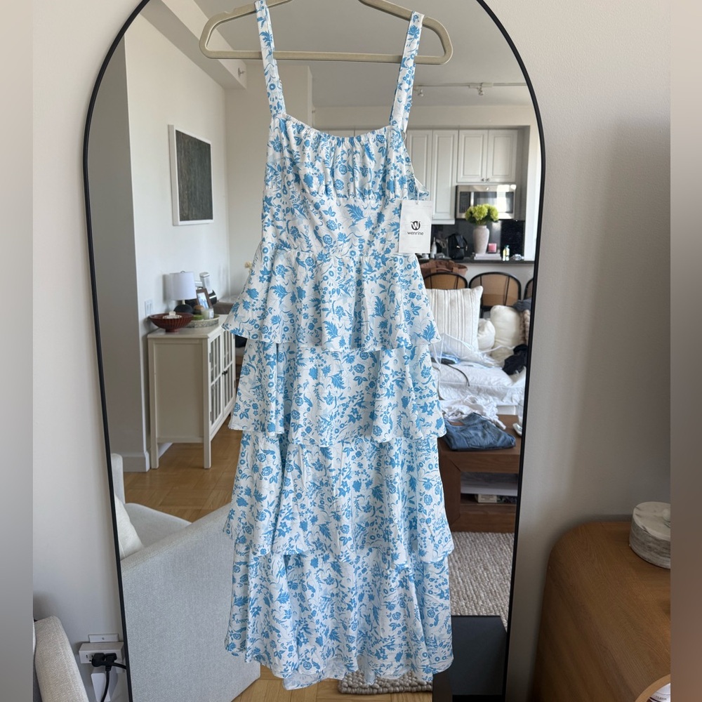 Blue and White Floral Tiered Sundress